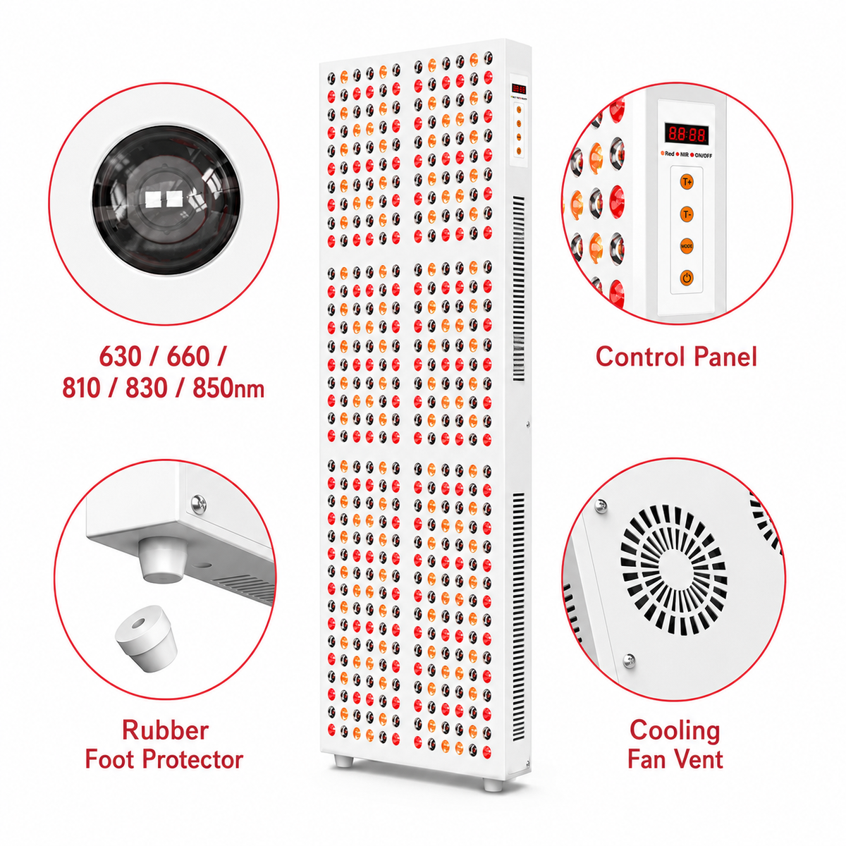 iReliev 2400W Red Light Therapy Panel | 480 LEDs, 5 Wavelengths, Full Body