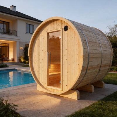 Vassa 6-Person Finnish Barrel Sauna with 8kW WiFi Heater