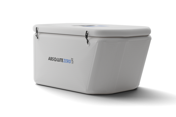 Absolute Zero inflatable barrel cold plunge tub with deep upright design
