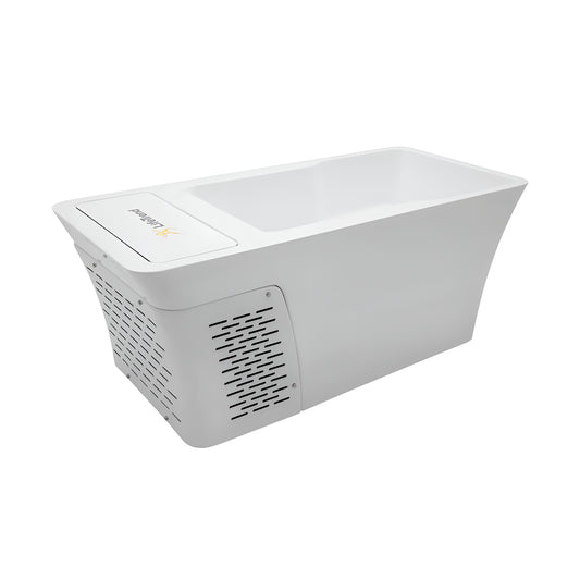 LIFETREND Alta white acrylic two-in-one hot and cold plunge tub with access step