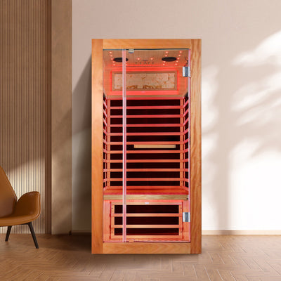 1-Person Infrared Sauna | 35" Square Footprint, 1,350W, 7 Panel Heaters