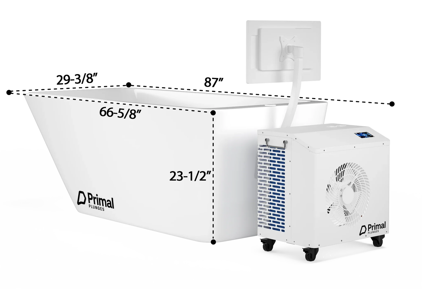 Whiteout Cold Plunge Tub with PrimalOS Smart Touchscreen