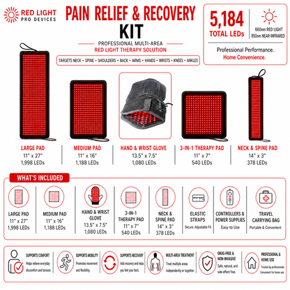 Red Light Therapy 5-Device Kit | 5,184 LEDs, 660nm + 850nm
