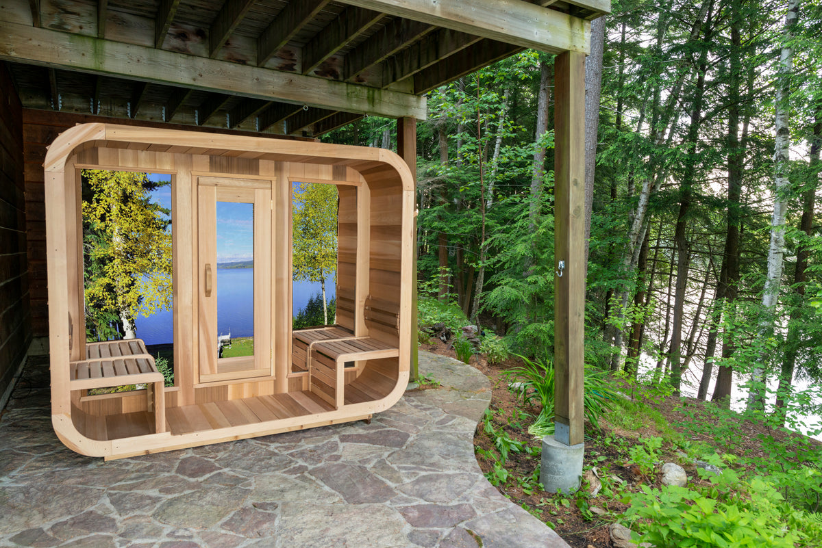 Canadian Timber CT Luna 4-Person Outdoor Cabin Sauna | Eastern White Cedar, 9 kW Electric Package