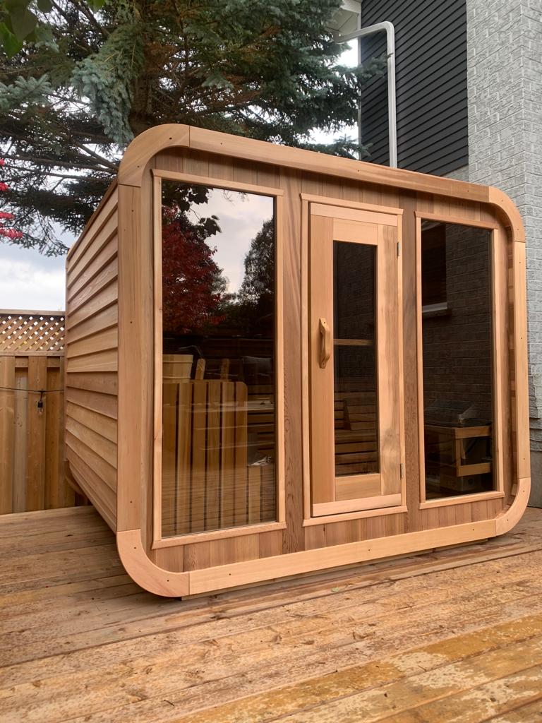Canadian Timber CT Luna 4-Person Outdoor Cabin Sauna | Eastern White Cedar, 9 kW Electric Package