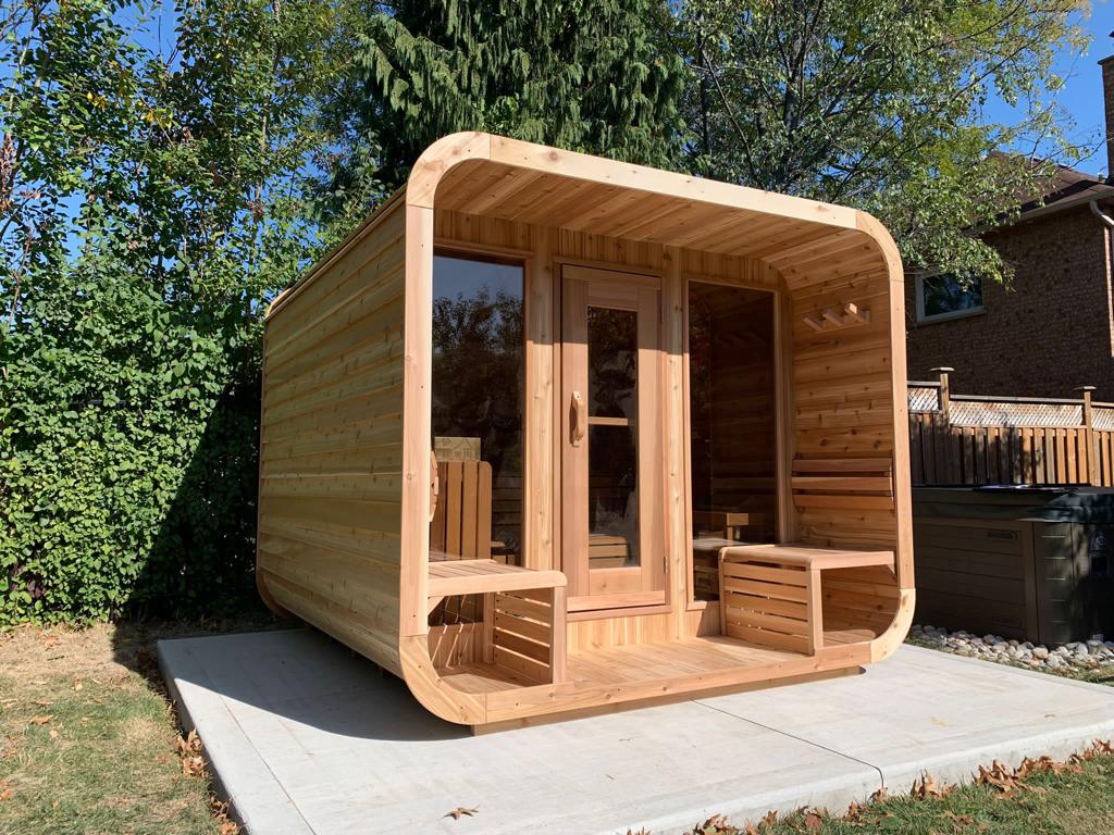 Canadian Timber CT Luna 4-Person Outdoor Cabin Sauna | Eastern White Cedar, 9 kW Electric Package