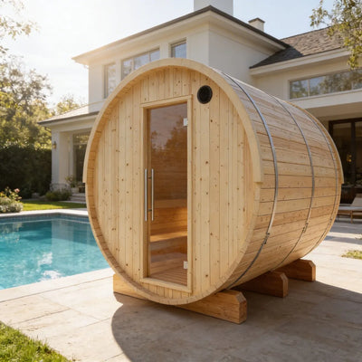Tampere 4-Person Finnish Barrel Sauna with 8kW WiFi Heater