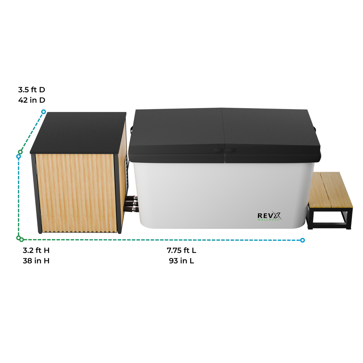 RevX X Tub Cold Plunge + 1.5HP LUX Chiller | 34" Deep, 110V